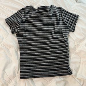 Brandy Melville grey striped baby tee